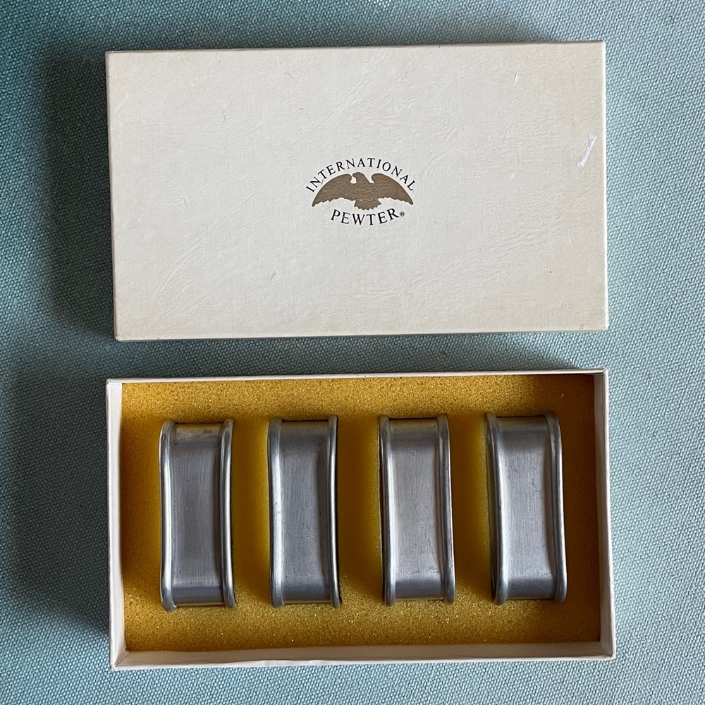 Vintage Pewter Napkin Rings Set of 4